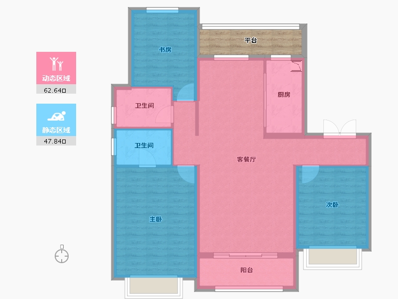 黑龙江省-哈尔滨市-中海天誉-105.36-户型库-动静分区