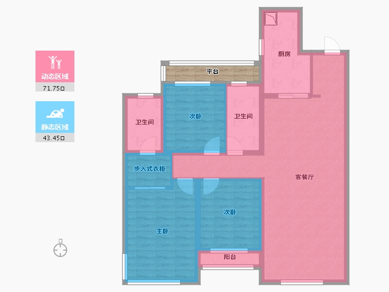 黑龙江省-哈尔滨市-中海天誉-105.87-户型库-动静分区