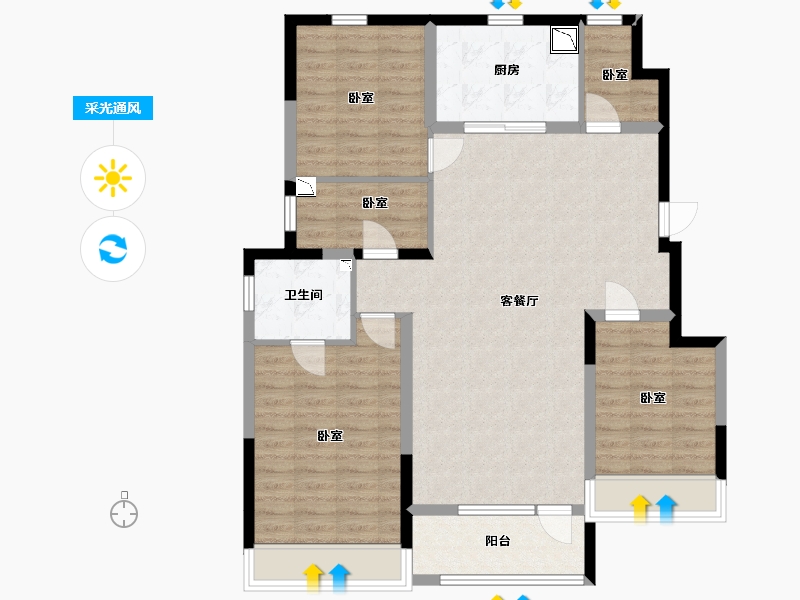 辽宁省-营口市-保利五月花-101.76-户型库-采光通风