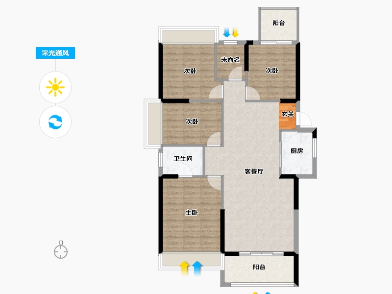 云南省-曲靖市-益府中央公园-102.62-户型库-采光通风