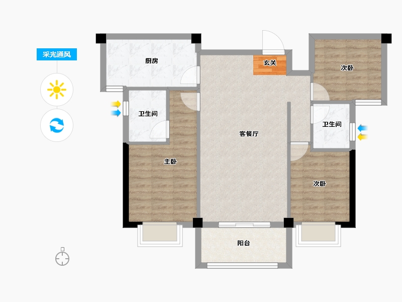 云南省-曲靖市-桐乐公园学府-83.46-户型库-采光通风