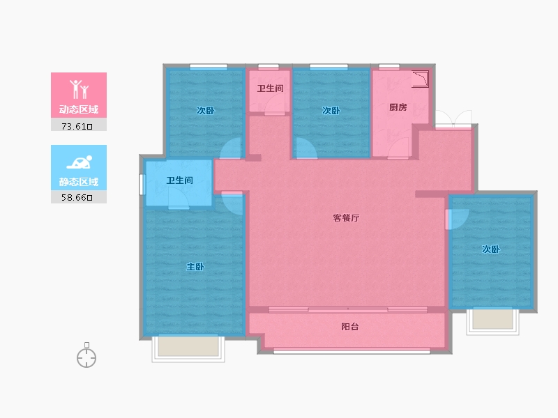 黑龙江省-哈尔滨市-中粮·锦云世家-119.97-户型库-动静分区