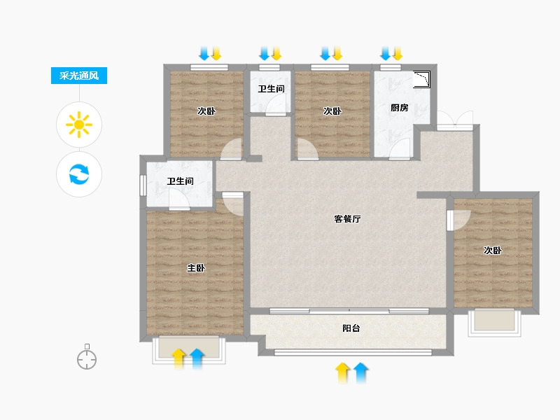 黑龙江省-哈尔滨市-中粮·锦云世家-119.97-户型库-采光通风