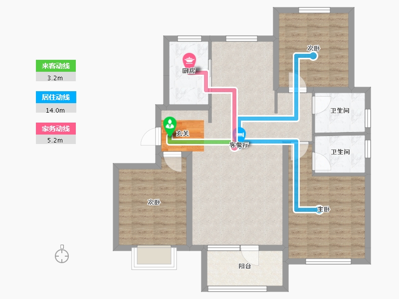 河北省-唐山市-荣盛锦绣花苑二期-89.52-户型库-动静线