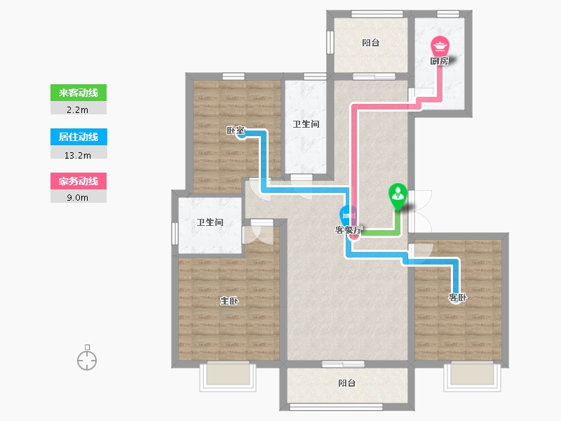 内蒙古自治区-包头市-方兴·观澜壹号-104.62-户型库-动静线