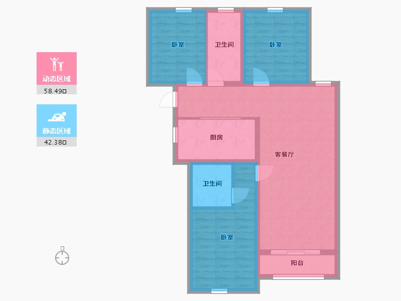 内蒙古自治区-包头市-黄河龙城·瞰湖高层-90.21-户型库-动静分区