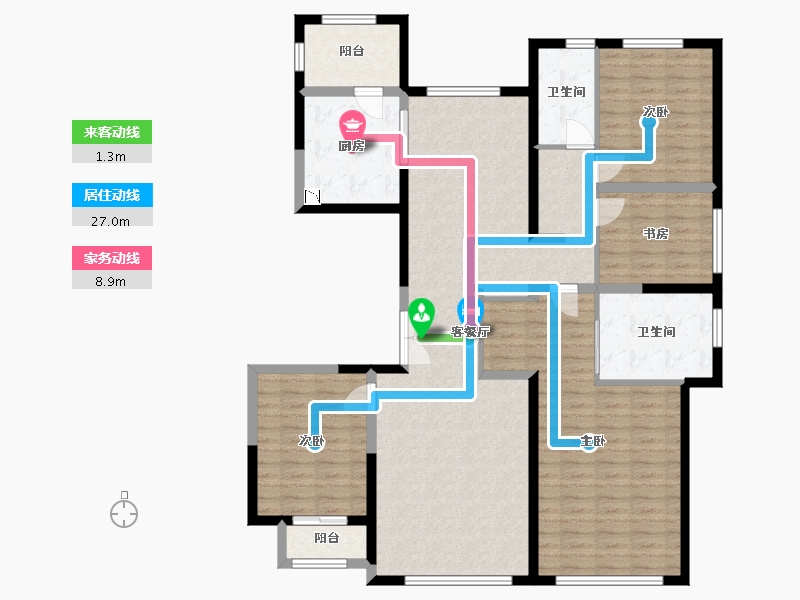 河北省-廊坊市-俪景嘉园-141.57-户型库-动静线