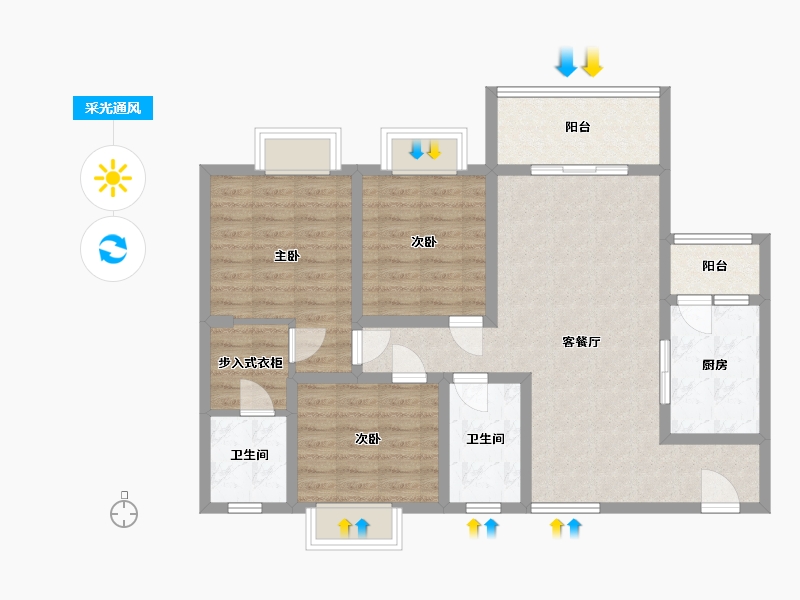 四川省-雅安市-上东阳光-91.47-户型库-采光通风