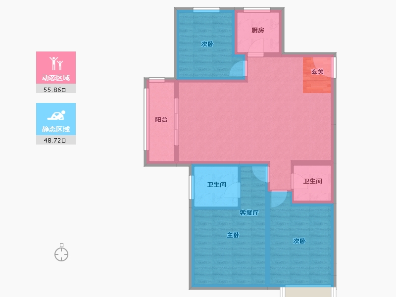 河北省-唐山市-荣盛锦绣花苑二期-93.55-户型库-动静分区