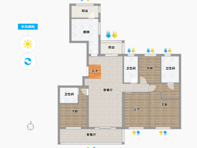 云南省-昆明市-中海龙泉公馆-131.50-户型库-采光通风