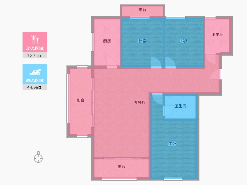 内蒙古自治区-包头市-奥体公园三号-105.72-户型库-动静分区