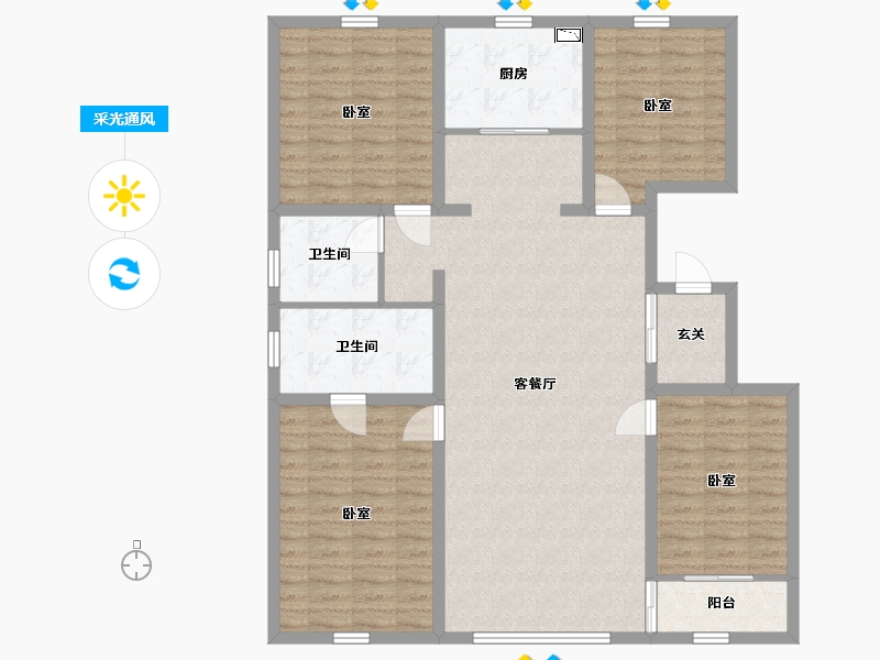 内蒙古自治区-赤峰市-中天桃花源-123.07-户型库-采光通风