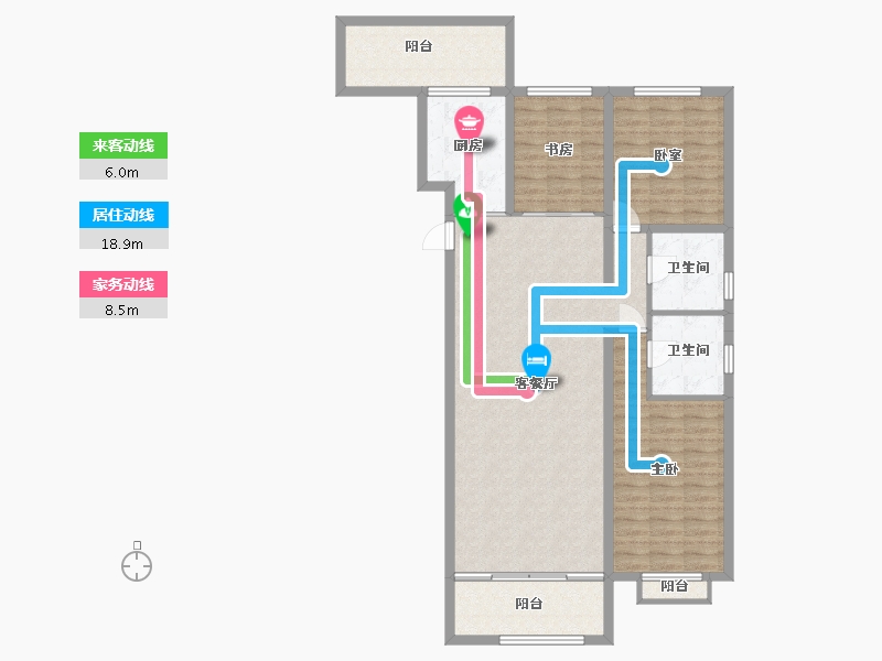 内蒙古自治区-包头市-奥体公园三号-117.38-户型库-动静线