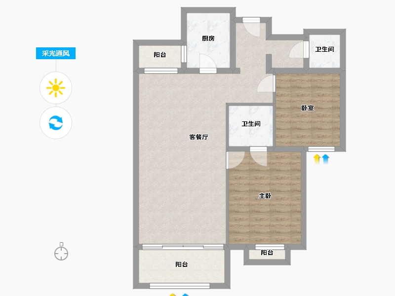 内蒙古自治区-包头市-奥体公园三号-86.08-户型库-采光通风