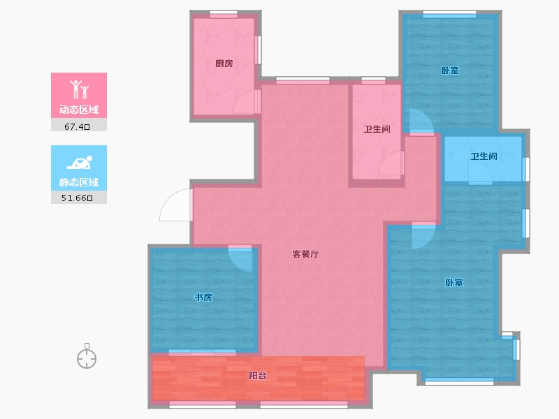 河北省-邢台市-华年里（九璟台）-107.33-户型库-动静分区