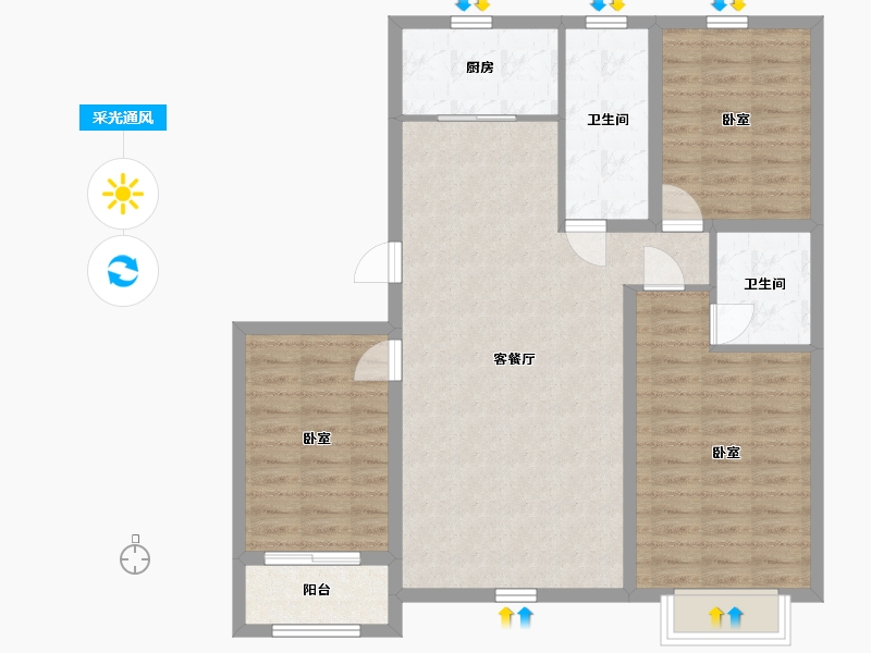 内蒙古自治区-包头市-松石•御景江山-95.95-户型库-采光通风