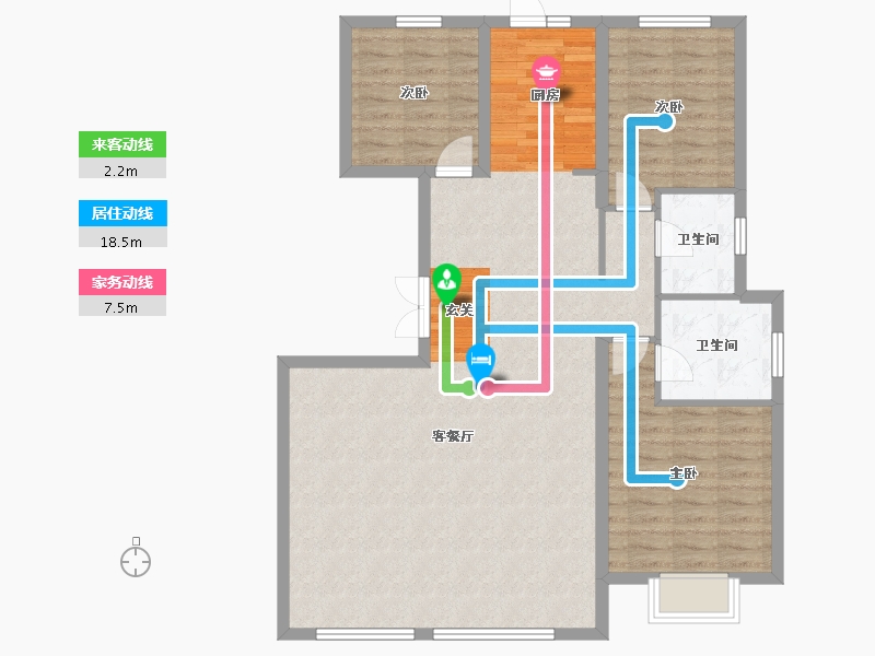 河北省-唐山市-中冶德贤华府-105.60-户型库-动静线