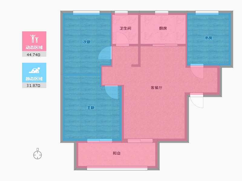 河北省-廊坊市-阿尔卡迪亚廊坊大学城-69.01-户型库-动静分区