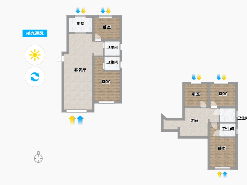 内蒙古自治区-呼和浩特市-世纪青城-92.00-户型库-采光通风