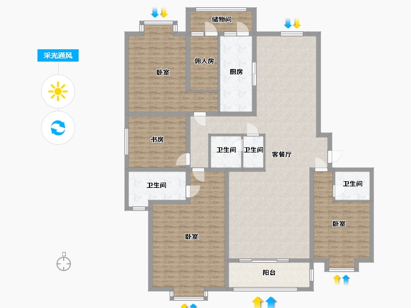 内蒙古自治区-呼和浩特市-巨华·巨海城八区-201.80-户型库-采光通风