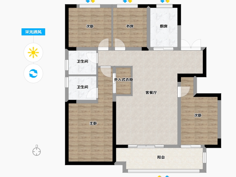 山西省-临汾市-荣盛·锦绣学府-109.27-户型库-采光通风