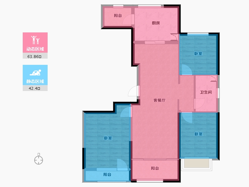 内蒙古自治区-呼和浩特市-绿城润园-95.00-户型库-动静分区