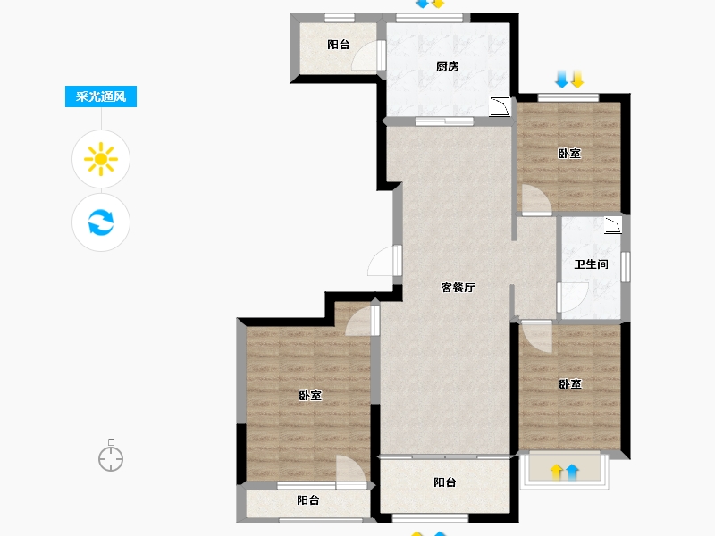 内蒙古自治区-呼和浩特市-绿城润园-95.00-户型库-采光通风