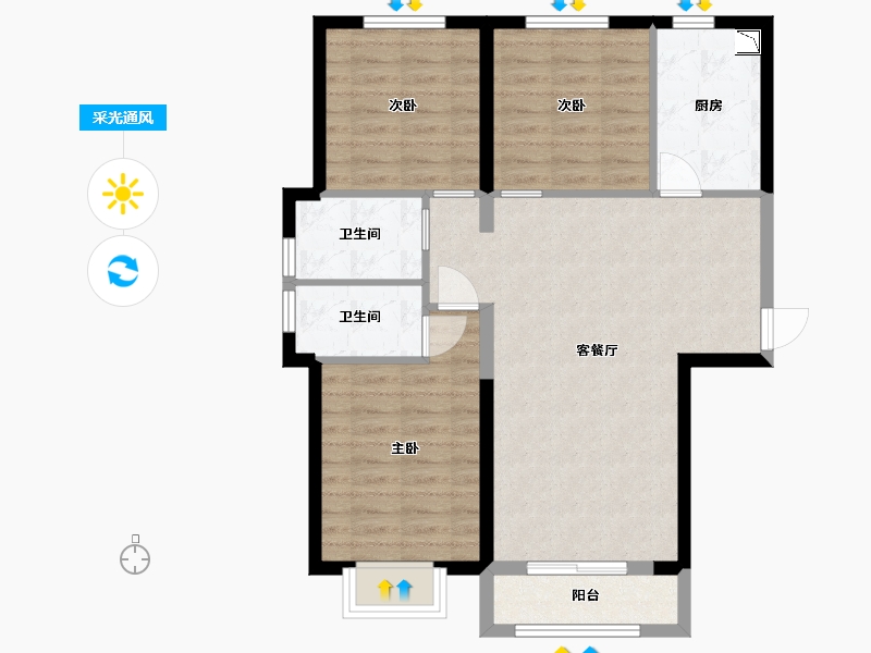 河北省-廊坊市-俪景嘉园-81.47-户型库-采光通风