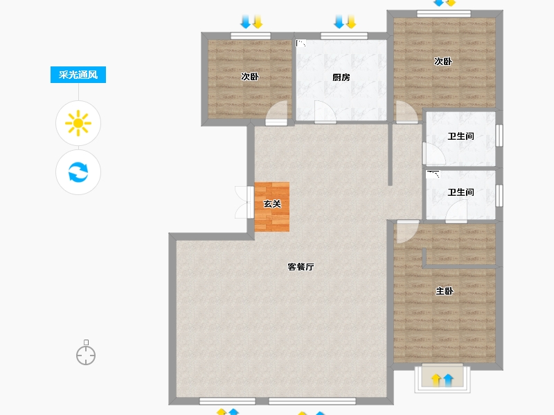 河北省-唐山市-中冶德贤华府-125.32-户型库-采光通风