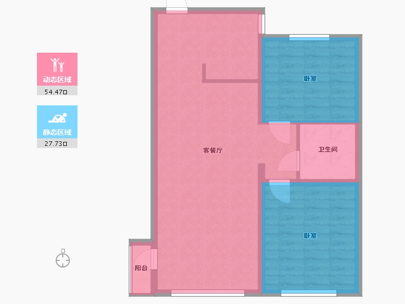 内蒙古自治区-呼和浩特市-鼎盛华广场-74.35-户型库-动静分区