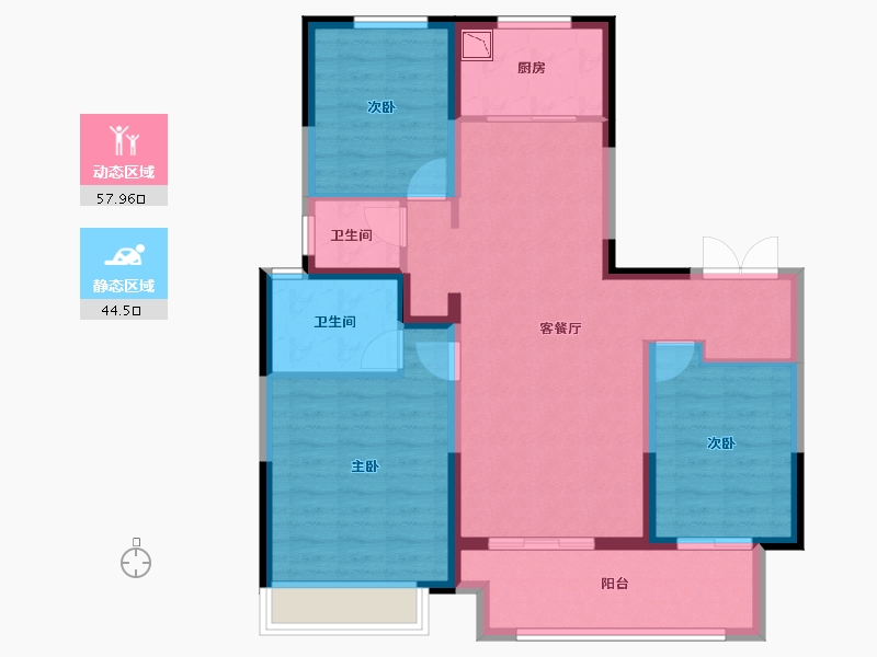 山西省-临汾市-荣盛·锦绣学府-91.47-户型库-动静分区