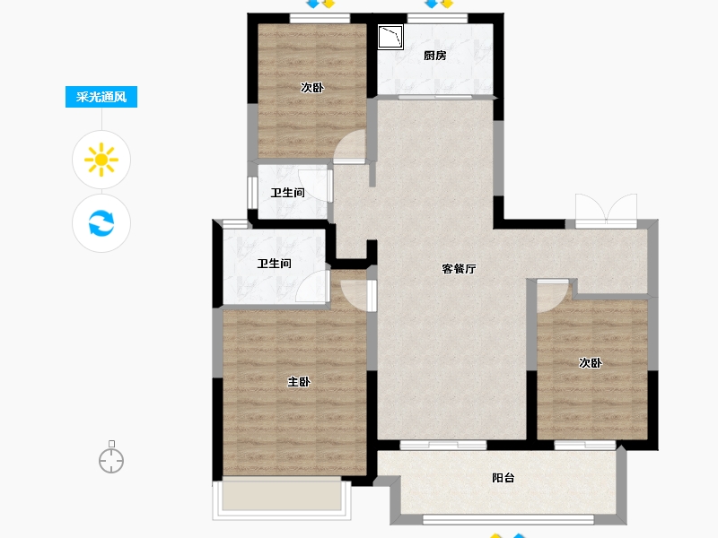 山西省-临汾市-荣盛·锦绣学府-91.47-户型库-采光通风