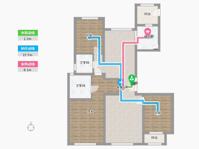 河北省-廊坊市-俪景嘉园-111.13-户型库-动静线