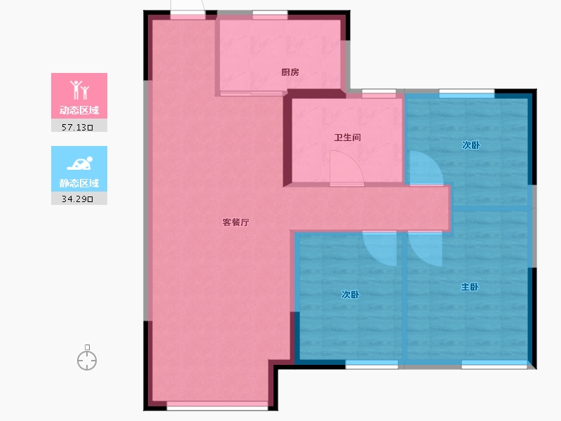 内蒙古自治区-呼和浩特市-恒大·养生谷-83.00-户型库-动静分区