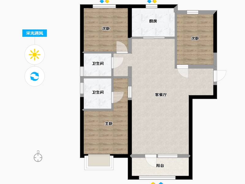 河北省-廊坊市-首开国风悦府-83.23-户型库-采光通风