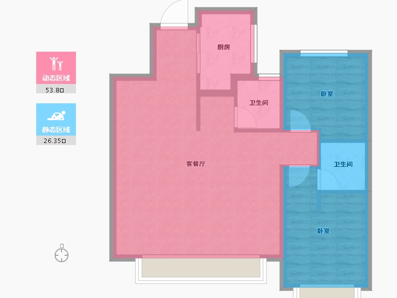 内蒙古自治区-包头市-吾悦桃李郡-72.29-户型库-动静分区