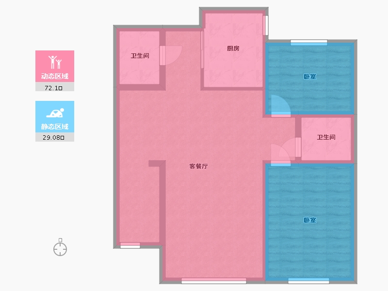 内蒙古自治区-呼和浩特市-鼎盛华广场-90.66-户型库-动静分区