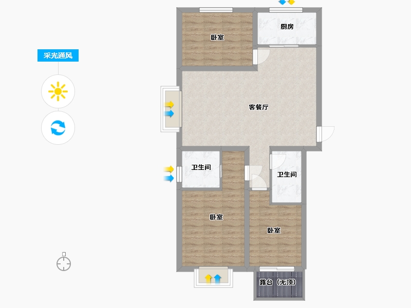 山西省-太原市-天朗美域-85.31-户型库-采光通风