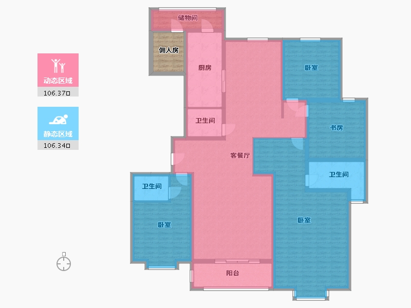 内蒙古自治区-呼和浩特市-巨华·巨海城八区-197.99-户型库-动静分区