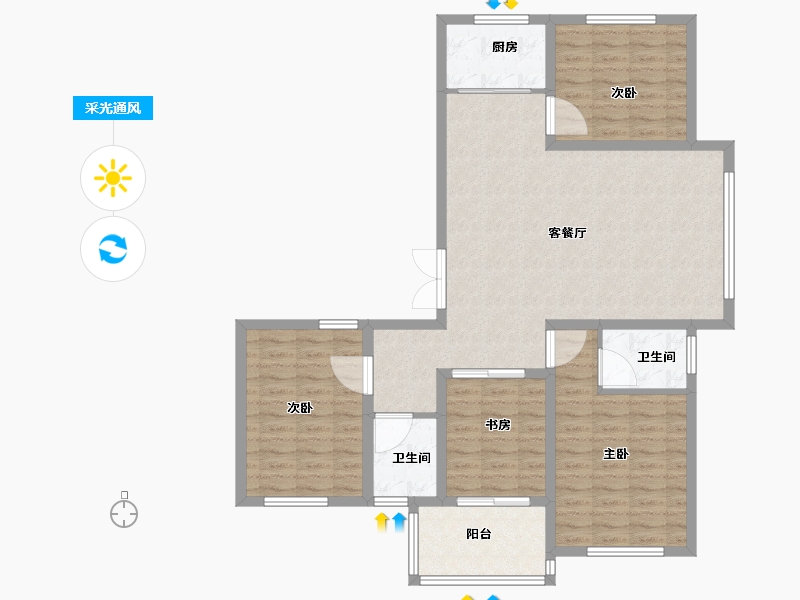 山西省-临汾市-朱雀·翰文苑-109.11-户型库-采光通风