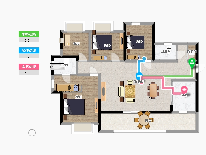 四川省-资阳市-长城·城南壹号-103.75-户型库-动静线