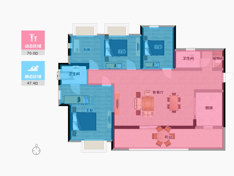 四川省-资阳市-长城·城南壹号-103.75-户型库-动静分区