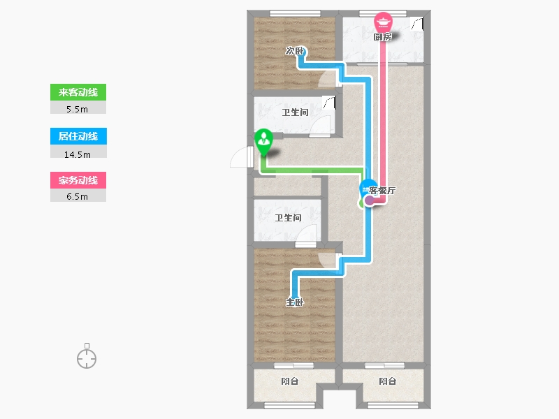 山西省-吕梁市-兴县∙滨河花苑-84.14-户型库-动静线