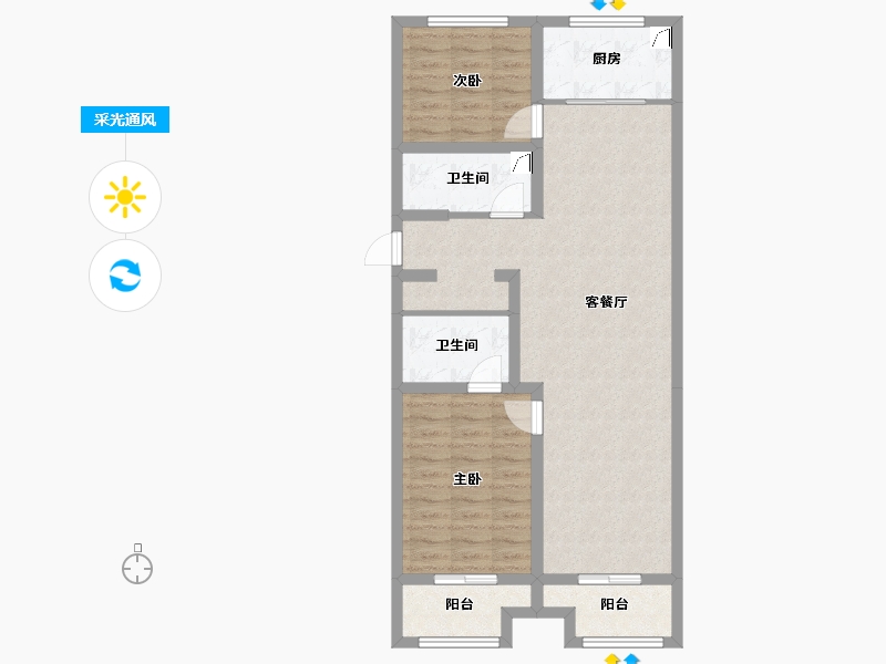 山西省-吕梁市-兴县∙滨河花苑-84.14-户型库-采光通风