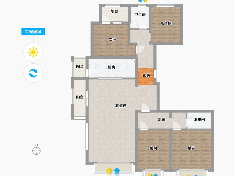 河北省-廊坊市-万科翡翠华章-120.00-户型库-采光通风