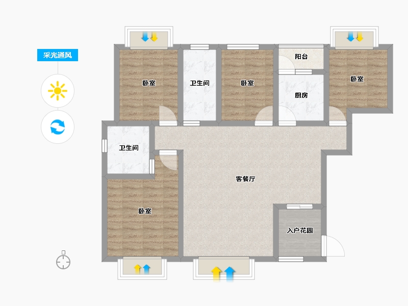 云南省-昆明市-锦康富春御园-99.96-户型库-采光通风