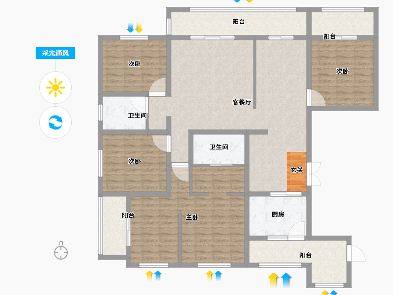 云南省-曲靖市-如意湖畔幸福城-153.01-户型库-采光通风