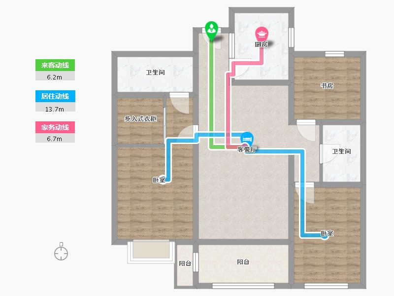 内蒙古自治区-呼和浩特市-鼎盛华广场-103.80-户型库-动静线