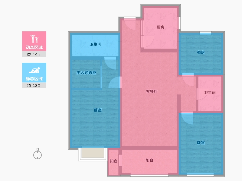 内蒙古自治区-呼和浩特市-鼎盛华广场-103.80-户型库-动静分区