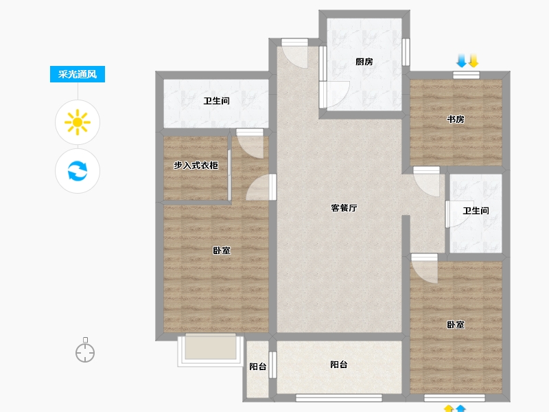 内蒙古自治区-呼和浩特市-鼎盛华广场-103.80-户型库-采光通风